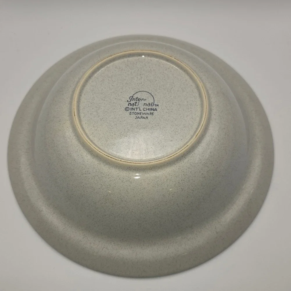 International‎ China Stoneware Heritage Pattern Serving Bowl Gray Blue Japan 9